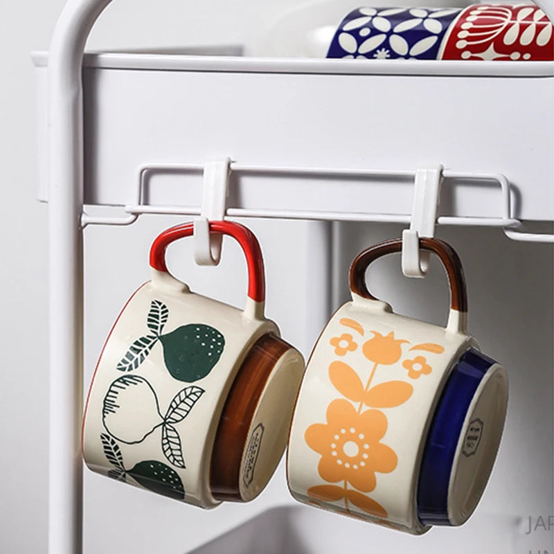 Japanese Flower Coffee Mug Set Retro Ceramic Milk Oats Mug Office Water Handgrip Cup Kitchen Party Drinkware Set 300ml