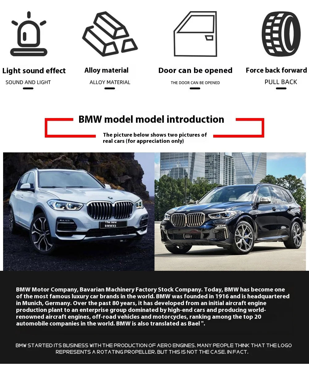 1/32 Scale BMW X5 SUV Alloy Car Diecast Model Pull Back  Toy Collection Of Hobby Decorative Fine Ornaments Gifts