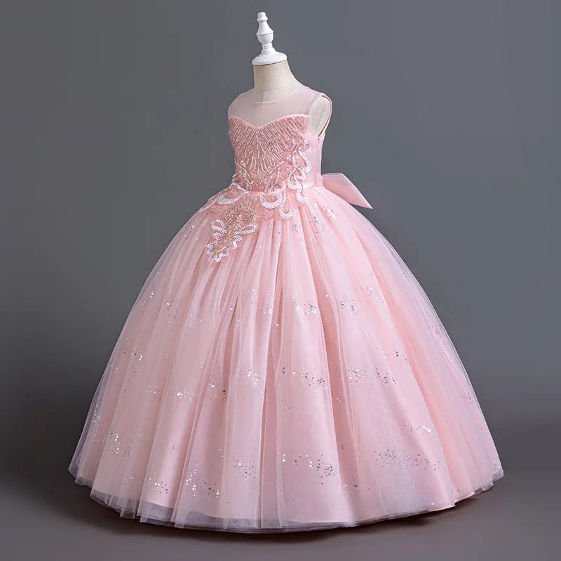 Christmas Girls Princess Ball Gown Fluffy Tulle Birthday Dress for Flower Girl Wedding Pageant Holiday Party Dress