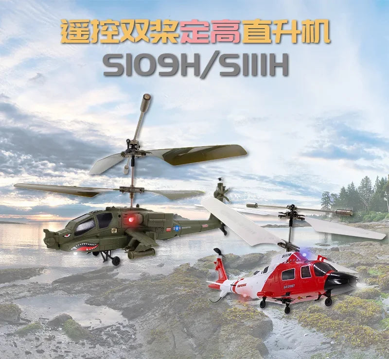Simulation Apache Twin Paddle S109 Helicopter 20cm Multi-function Remote Control Electric Plane Toy Small Aircraft Gifts