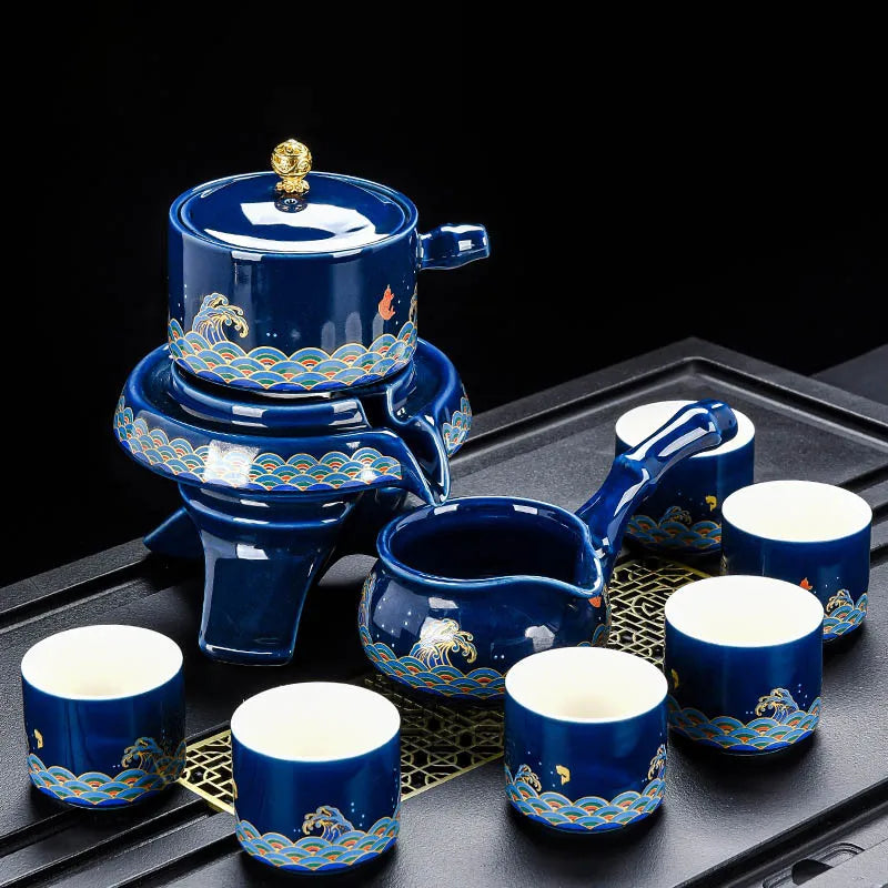 8 Pcs Household Ceramics Tea Pot Set Chinese Classical Ceramic Bone Teaset Gaiwan Porcelain Kung Fu Teapot Set For Gift