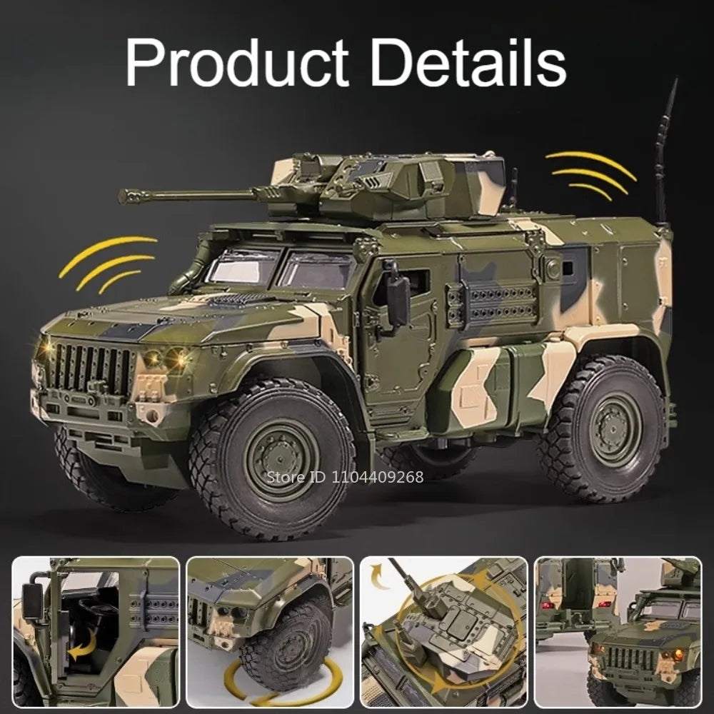 1:32 VDV SWAT Sabertooth Armored Car Model Toy Shock Absorption Police Cars Music Light Off-road Vehicle Sound Light Boys Gifts