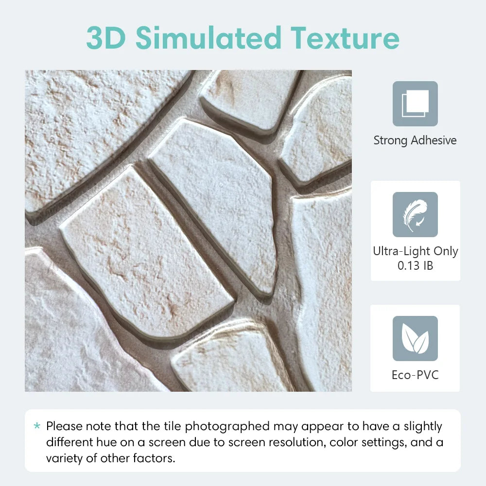 10pcs 3D Faux Stone Wall Panels, Self-adhesive Tile Stickers for Living Room, TV Background, Water and Mold Resistant, 30x30cm