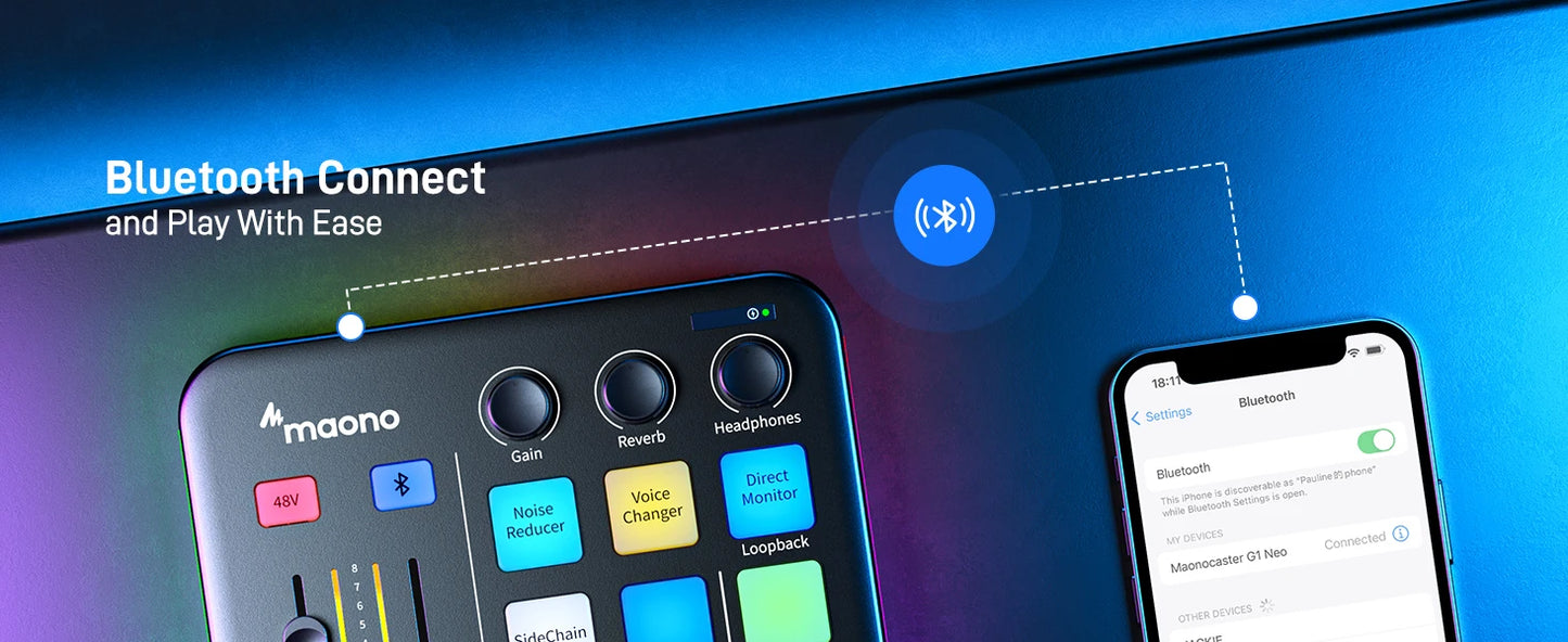 G1 NEO Gaming Audio Mixer,Streaming 4-Channel Custom Sound Effects RGB with XLR Microphone Interface,for GameVoice,Podcast