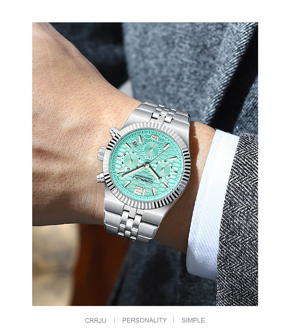Classic Men's Automatic Date Watch Stainless Steel Quartz Elegant Round Case Luminous Versatile Fashion Night Light 2323