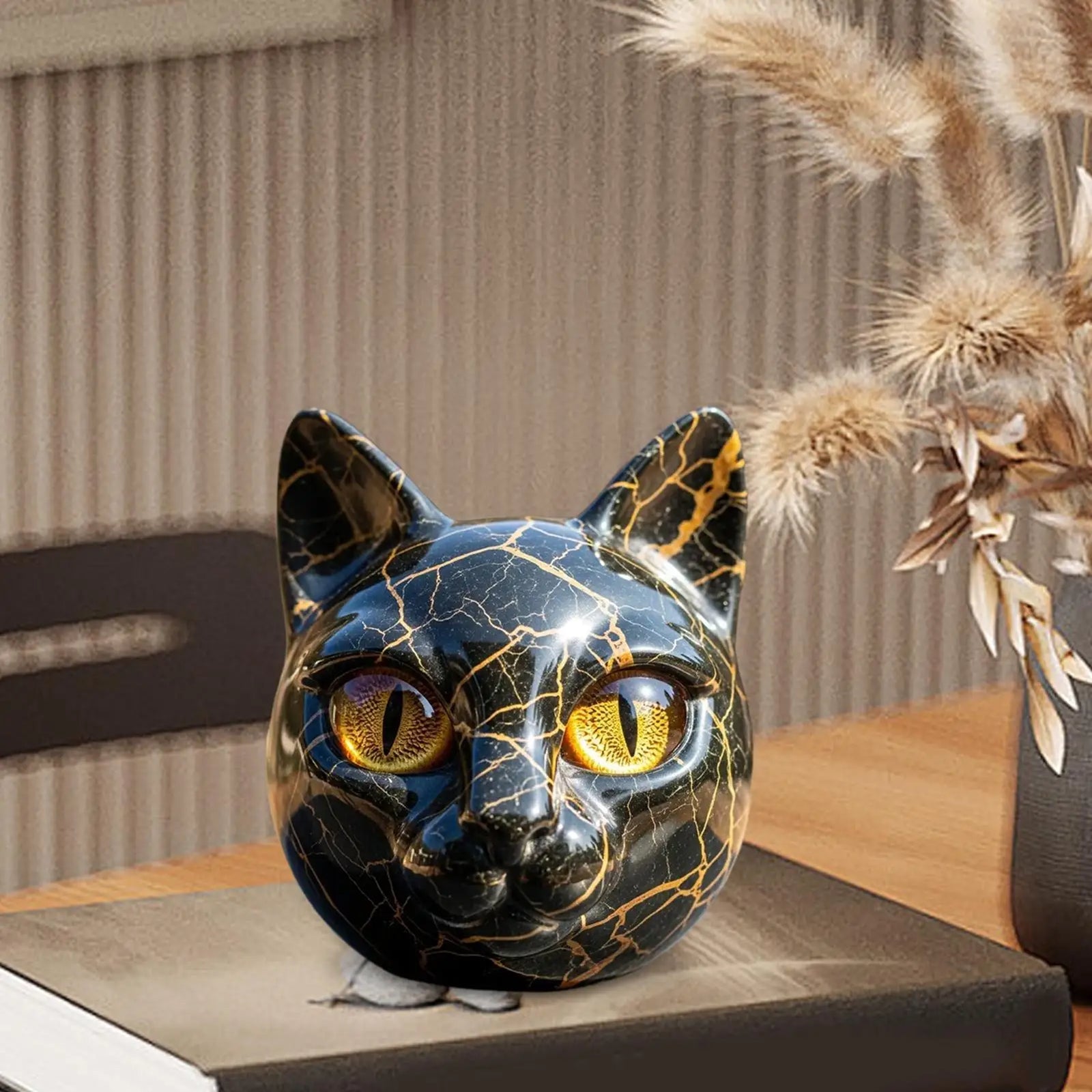 Cat Sculpture Elegant Black Cat Figurines Art Sculpture Resin Desk Decor Art Piece For Men Women Animal Lovers Housewarming