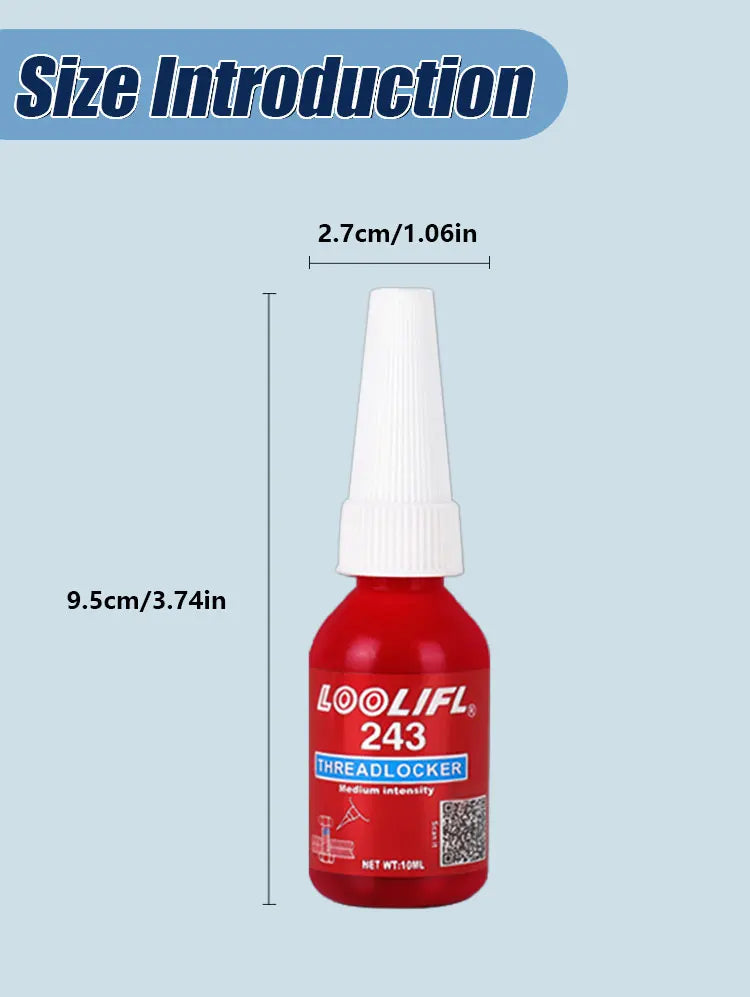 243 15ml, fast drying strong thread locking adhesive, high temperature anaerobic adhesive, suitable for automotive, machinery, steel frame locking, factory direct sales