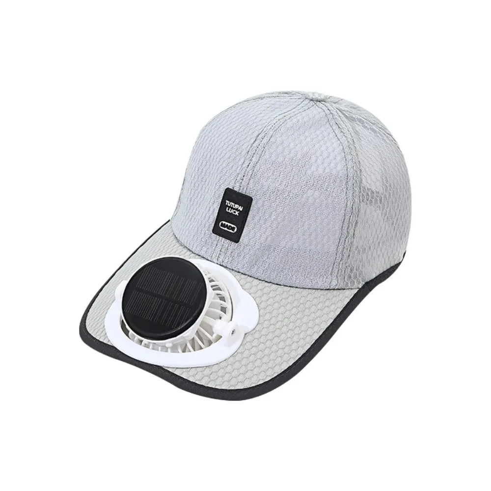 Solar Fan Baseball Cap With Rechargeable Battery