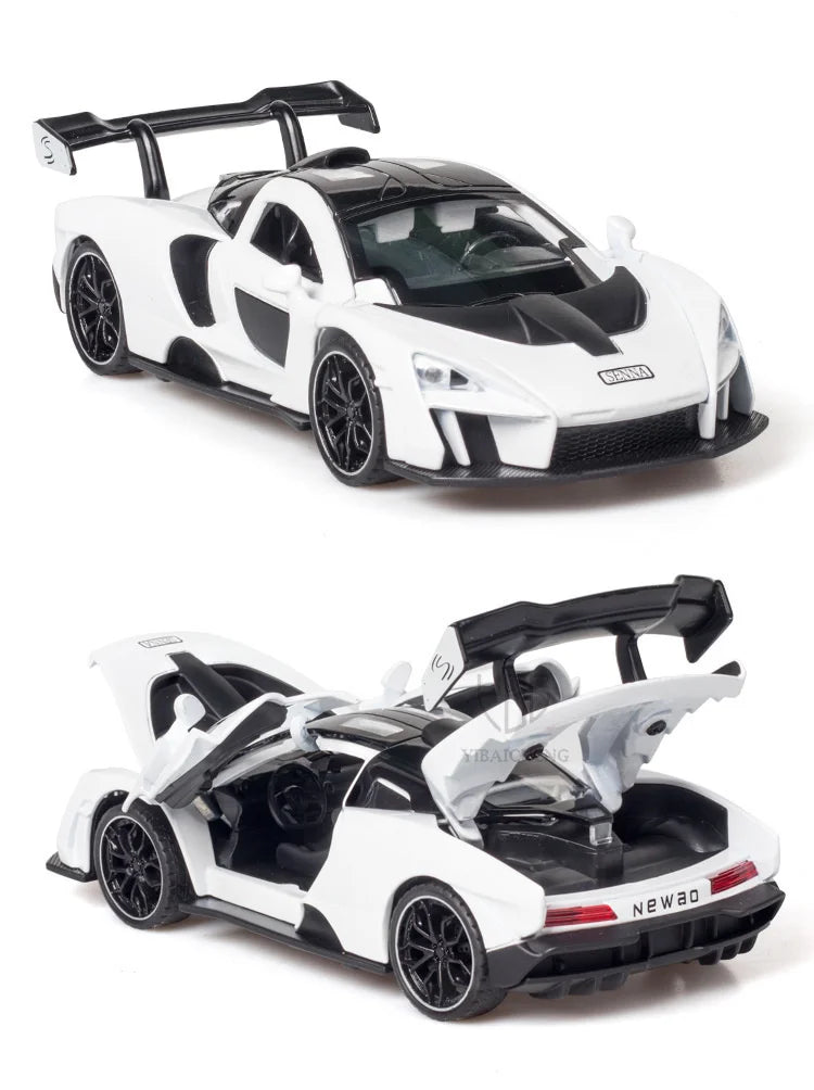1/32 Diecasting Alloy Senna Sports Car Models Toys Simulation Vehicles with Sound Light Pull Back Supercar Toys