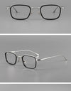 Fashion Square Luxury Acetate Pure Titanium Eyewear Reading Business Retro Optical Prescription Eyeglasses Frame Men