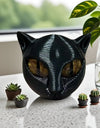 Black Cat Stone Figurine Resin Cat Head Miniature Marble Texture Cat Stone Cat Sculpture Craft Office Desk Cat Decor Kitten Art
