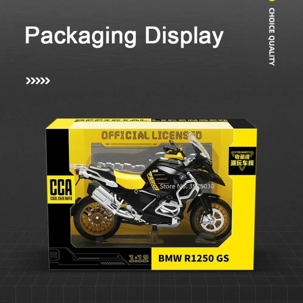 1:12 BMW R1250 GS Alloy Scale Motorcycle Model Toy Highly Simulated Static Motorcycle Model Wheel Suspension Collection