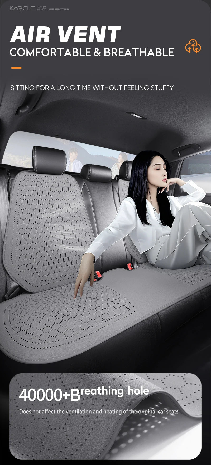 Car Seat Cushion Breathable Hole Universal Suede Car Seat Covers Front Rear Auto Seat Pads Four Season Car Chair Mat Accessories