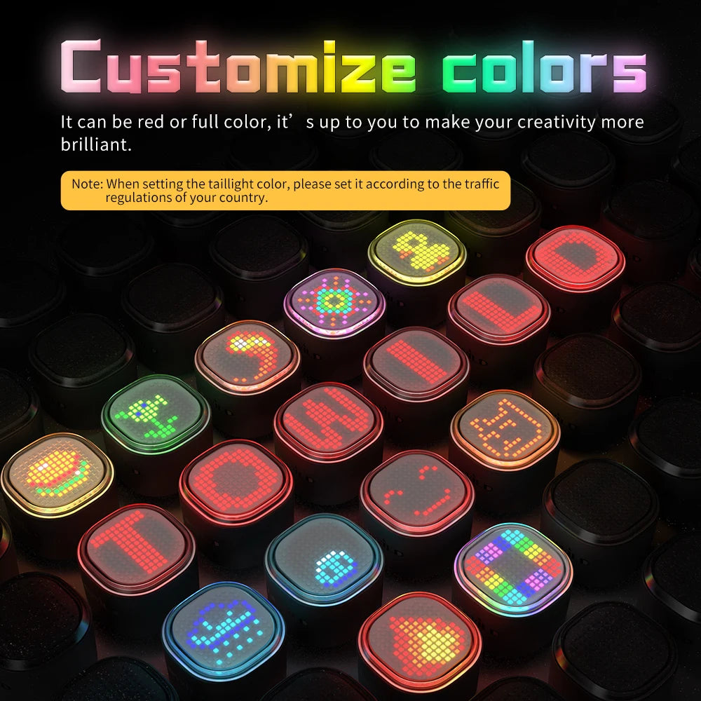 Customizable Intelligent Expression Taillights 140 LED Lights Smart Braking Sensor Multiple Colors Bicycle Rear Light