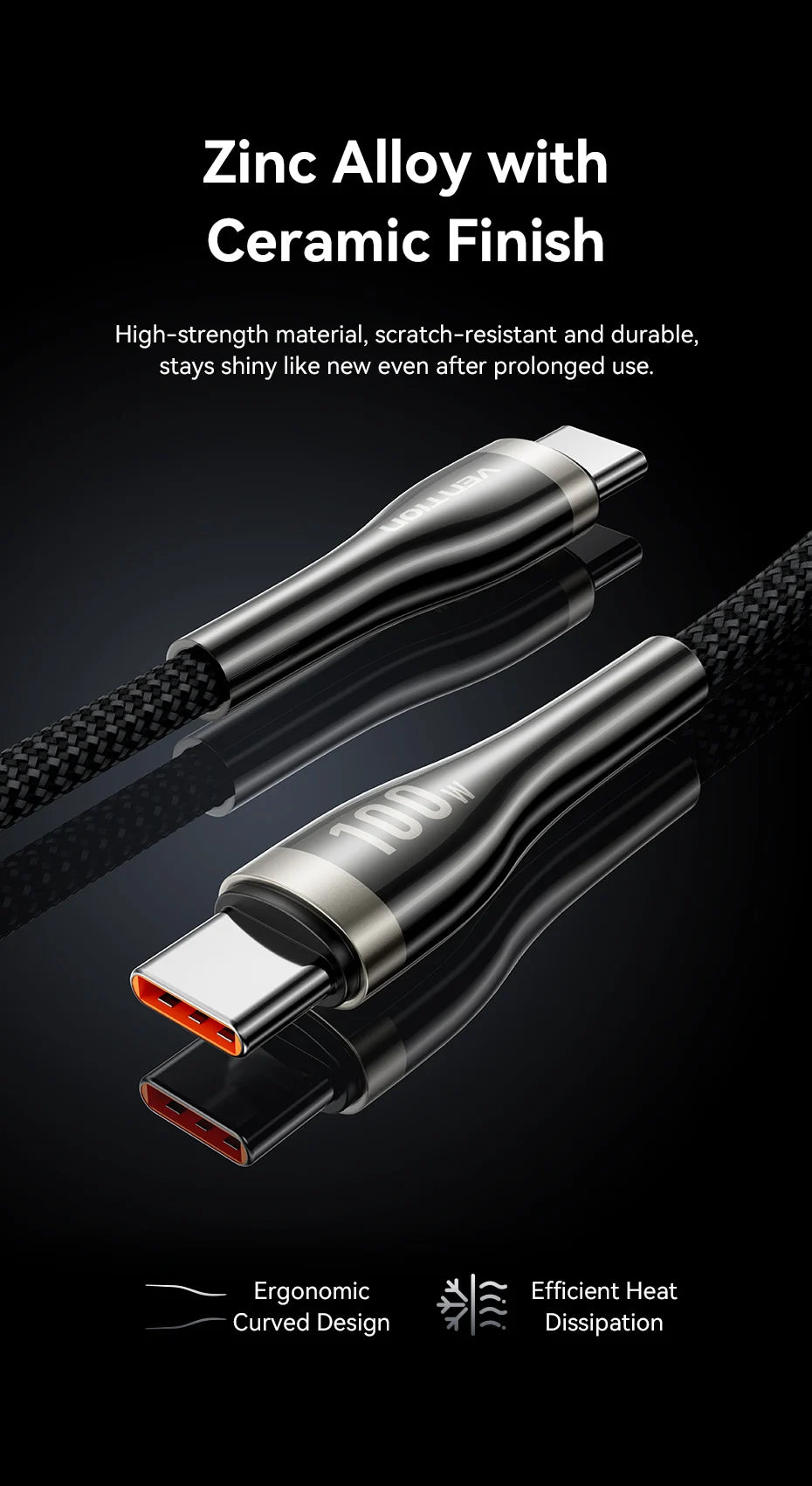 100W USB Type C To USB C Cable Quick Charging USB-C PD Charger Wire Cord for Macbook Samsung Xiaomi Type-C USB C Cable