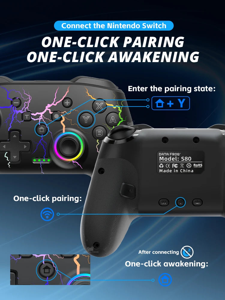 Wireless Pro Controller for Nintendo Switch / Switch Lite / OLED – 1000mAh Battery with Programmable Turbo Function