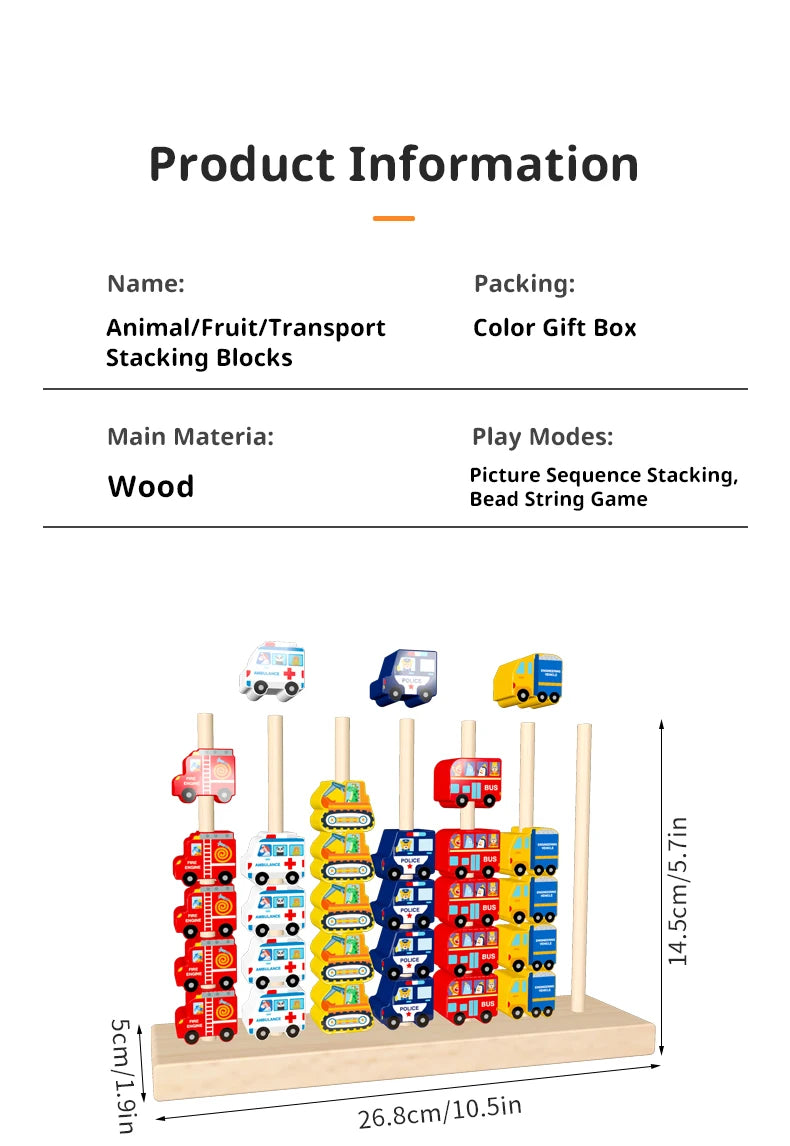 Wooden Colour and Shape Matching Pillar Bead Puzzle