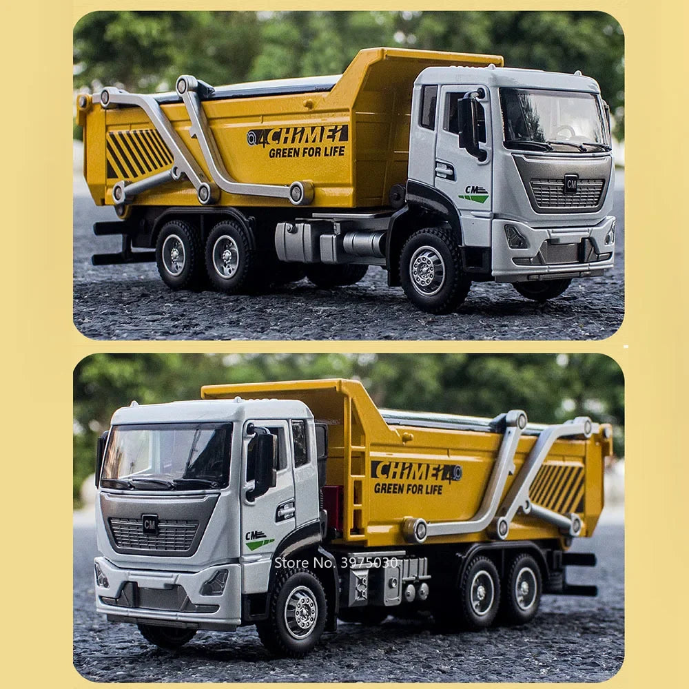 1/32 Dregs Transportation Vehicle Alloy Diecast Toy Model Cars Light Sound Muck Truck Doors Opened Engineering Vehicles