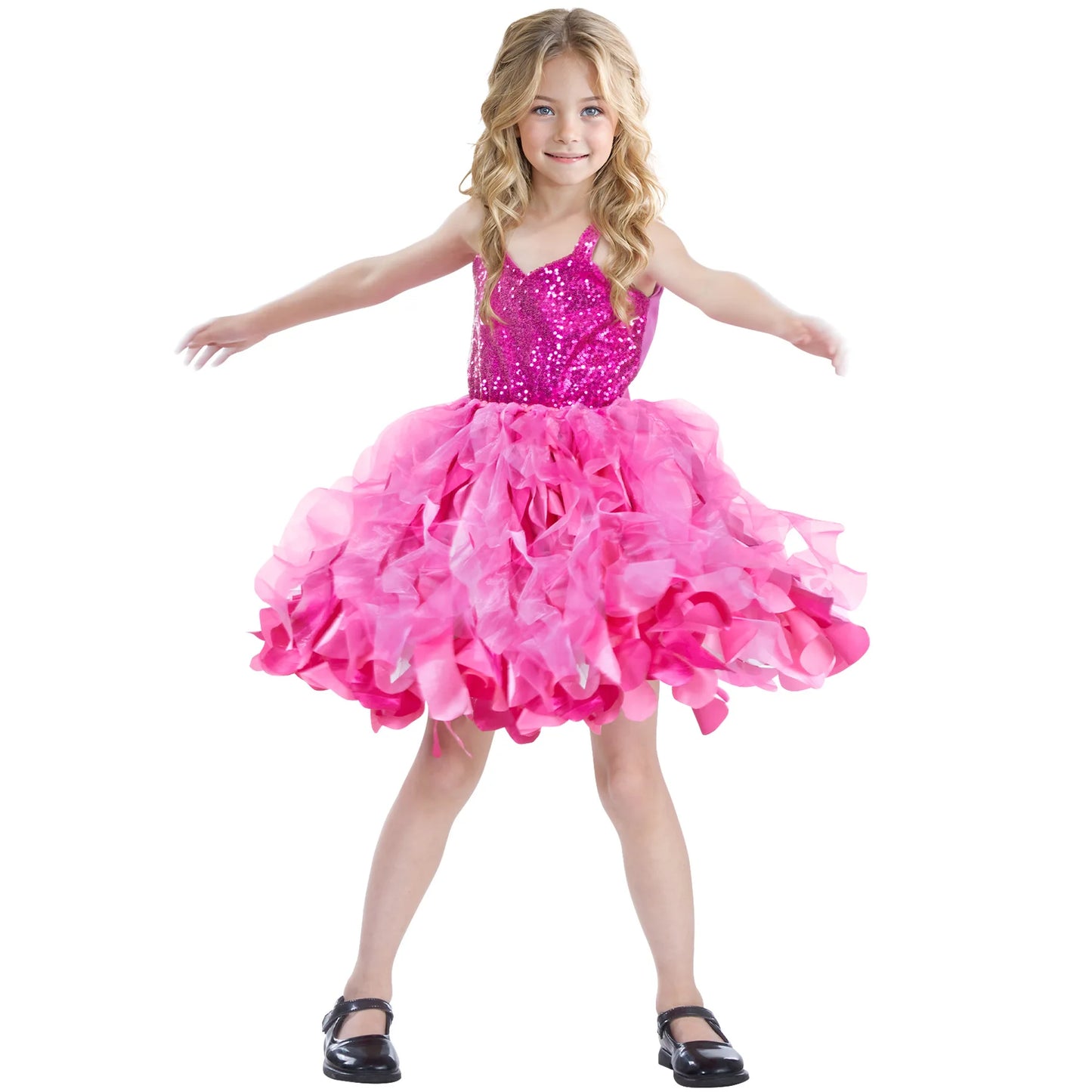Sequin Pageant Dress with Spiral Hem Birthday Party Gown