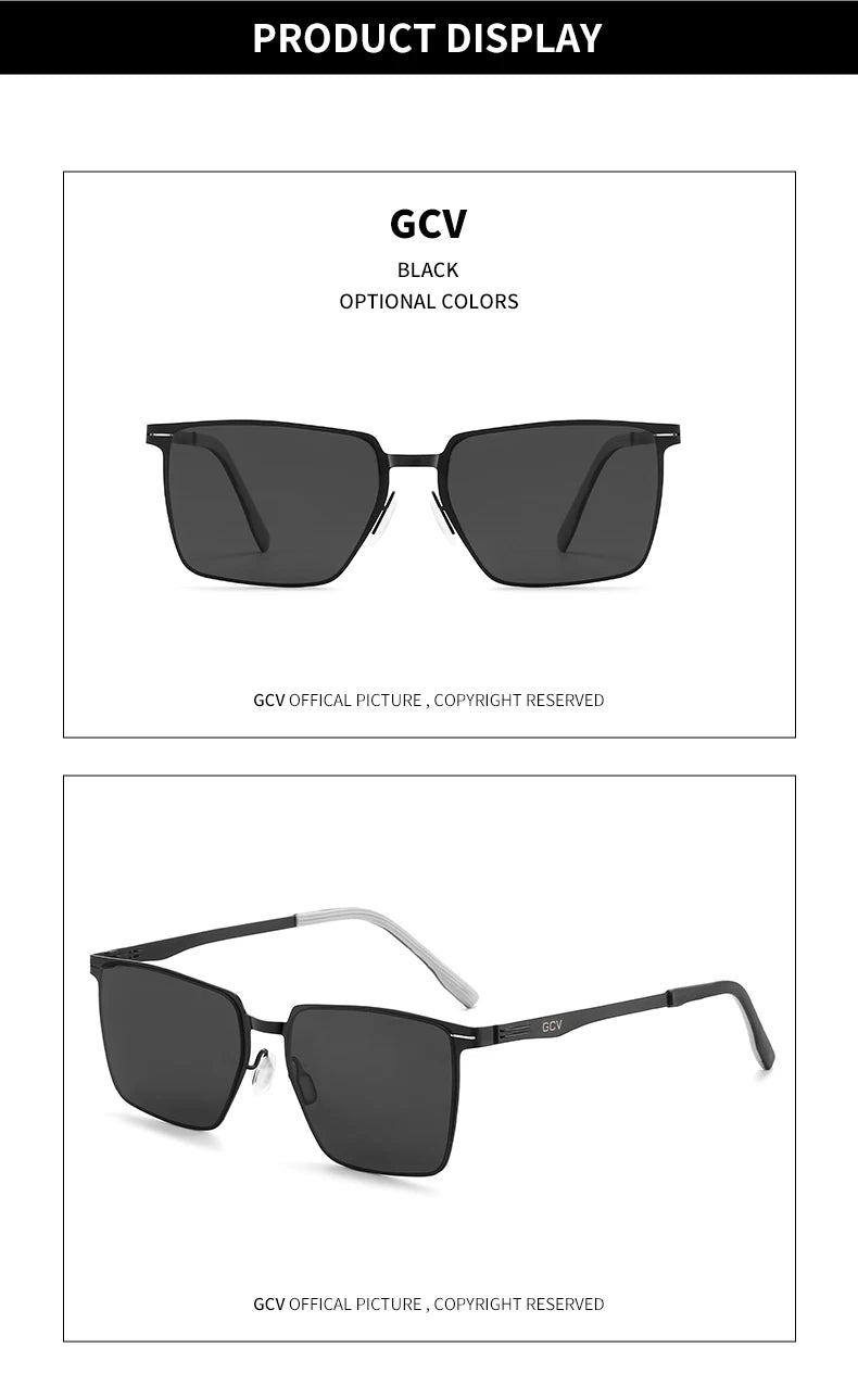 Aluminum Magnesium Polarized UV400 Rectangle Business Driving Sunglasses for Men Mirror Eyewear