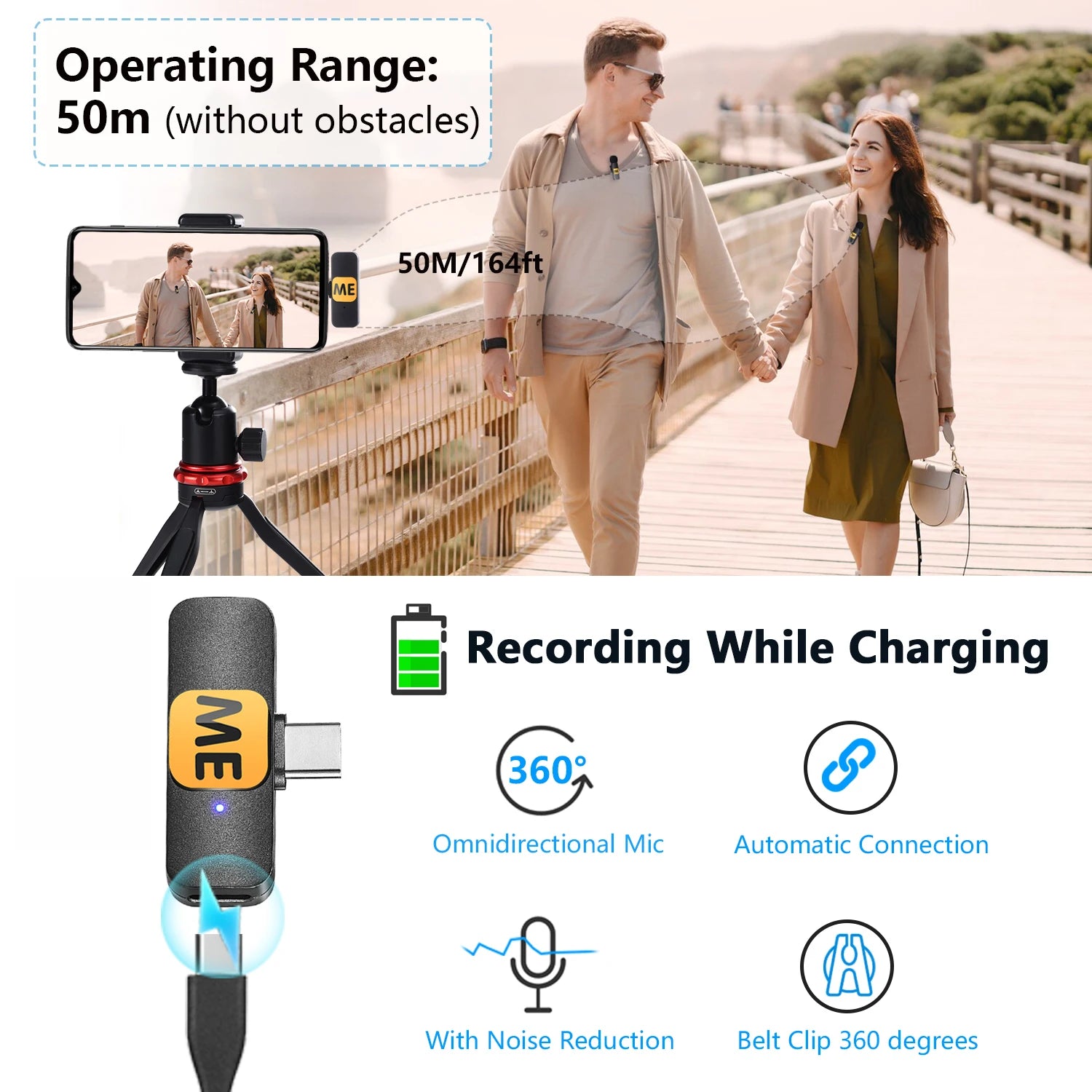 MIC-S Wireless Lavalier Lapel Microphone for iPhone iPad Android PC Laptop Computer Gaming Live Streaming Youtube Recording