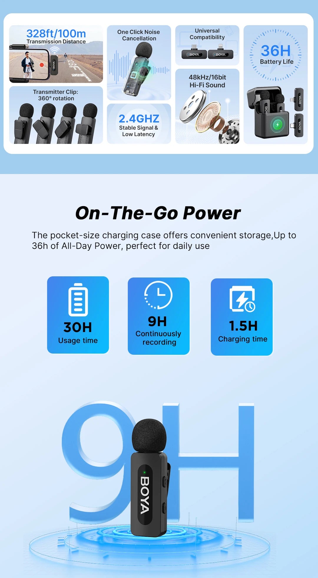 BY-V3 Wireless Lavalier Microphone for iPhone 15/16 Series Samsung DJI Pocket 3 Type-c Smartphones Cameras Video Recording