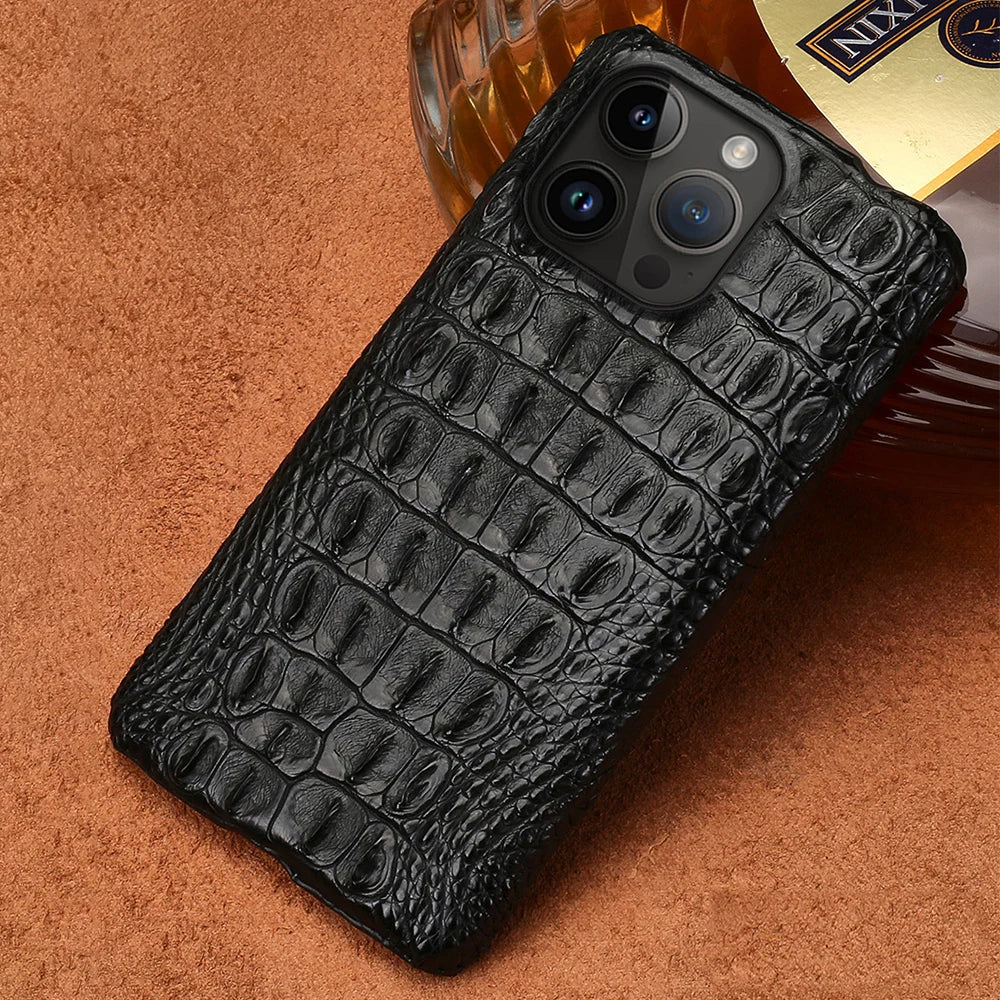 100% Genuine Crocodile Leather Phone Case For iPhone 16 15 14 Pro Max 15Pro 16 Plus Luxury Shockproof Back Cover