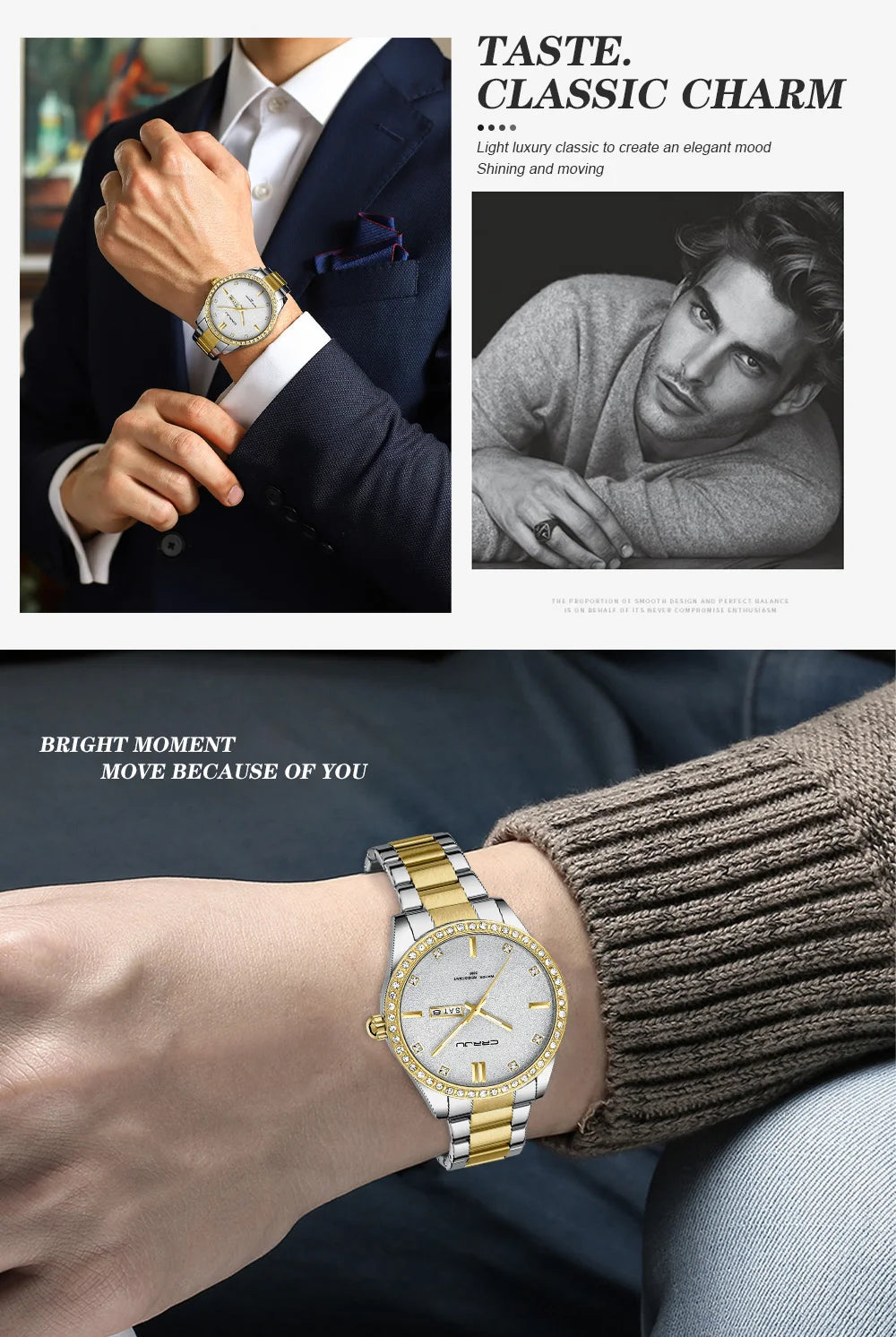 Fashion Business Men Watches Stainless Steel Quartz Wrsitwatches Auto Date Clock with Luminous Hands Relogio Masculino