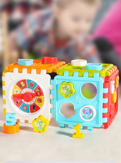 0-3 Years Baby Montessori Educational Toys Toddler Activity Cube Shape Sorting Toys Boy Girl Shape Matching Number Sorter Game