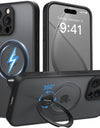 Luxury Magsafe Matte Phone Case For iPhone 16 Pro Max with Magnetic Rotatable Ring Stand Camera Lens Protection Shockproof Case