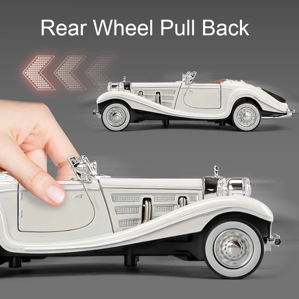 Scale 1:32 500k GLS580 Classic Car Model Toy Doors Opened Alloy Body Rubber Tire Vehicle Sound Light Models Collection Boys Gift