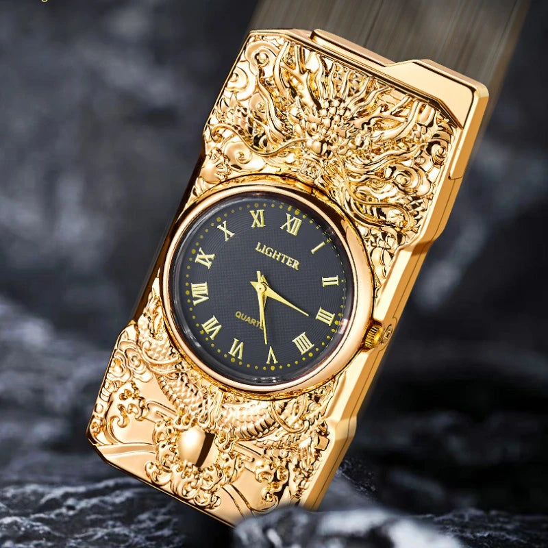 Personalized Quartz Dial Direct Flame Inflatable Lighter, Embossed Pattern To Give Boyfriend Exquisite Gifts, Cigarette Lighter