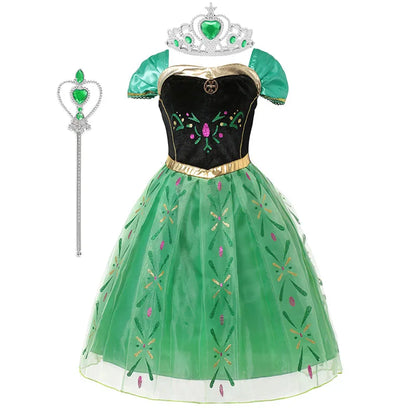 Disney Frozen Anna Dress Children Christmas New Year Princess Dress Girl Fancy Birthday Carnival Party Gown Children Clothes