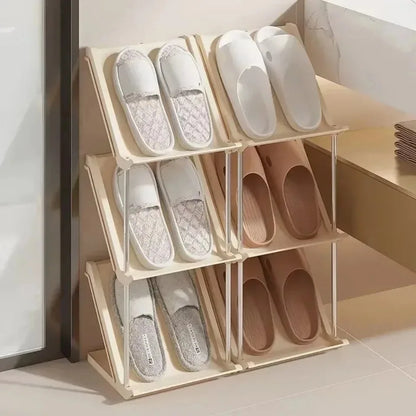 Plastic Shoe Shelf Simple Multi-Layer Living Room Vertical Shoes Racks Narrow Stackable Free Standing Shoes Entryway Or Bedroom