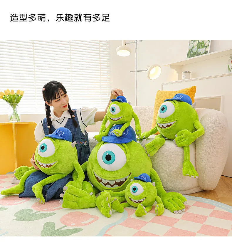 Kawaii Mike Plush Toy Big Eye Monster with Hat Cute Stuffed Doll for Kids Birthday Xmas Gift Soft Pillow Toy for Boys and Girls