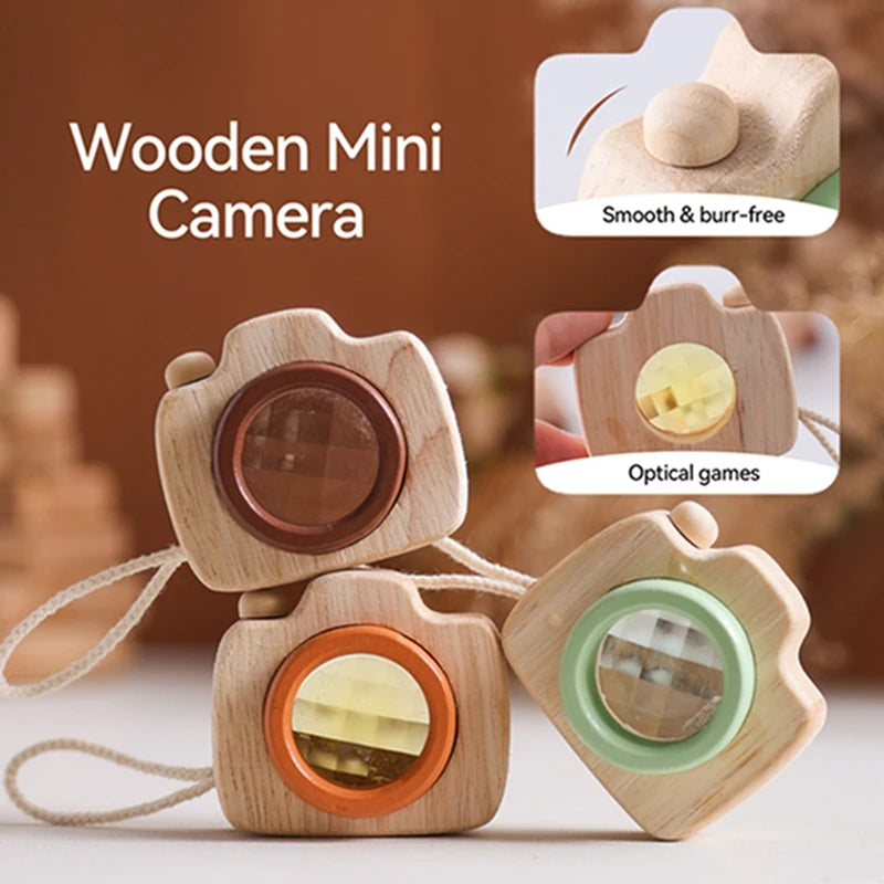 Baby Wood Colorful Camera Kaleidoscope Toys for Children Rainbow Wooden Toys for Children Kids Learning Early Educational Game