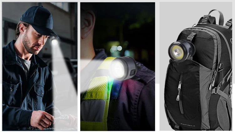 XPG + COB Multifunction Headlamp Rechargeable Magnetic Clip Light Camping Work Torch with Red Light