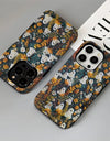 Cute Cartoon Embroidery Effect Ghost Flower Phone Case For iPhone 16 15 Pro Max Plus Double-deck Cover Protection Funda