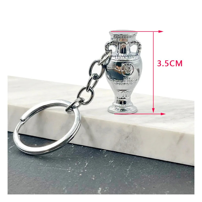 Football Trophy Metal Keychain Soccer Fan Collectible Pendant Gift