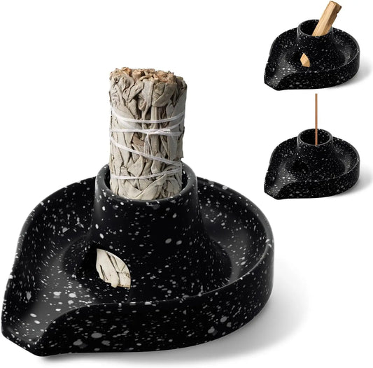 Ceramic Palo Santo Sticks Holder Sage Smudge Holder Incense Holder with Ash Catcher Tray for Meditation Yoga Room