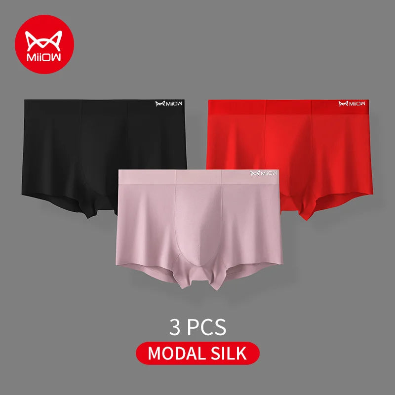 3-Pack Men’s Modal Boxer Shorts – 80 Count, Seamless Silk Crotch