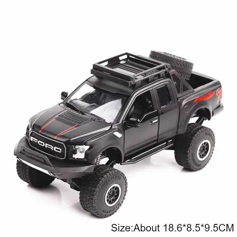 1:32 Scale Raptor F-150 BigFoot Pickup Car Model Toy Pull Back Sound&Light Off Road Truck Models Collection Gifts