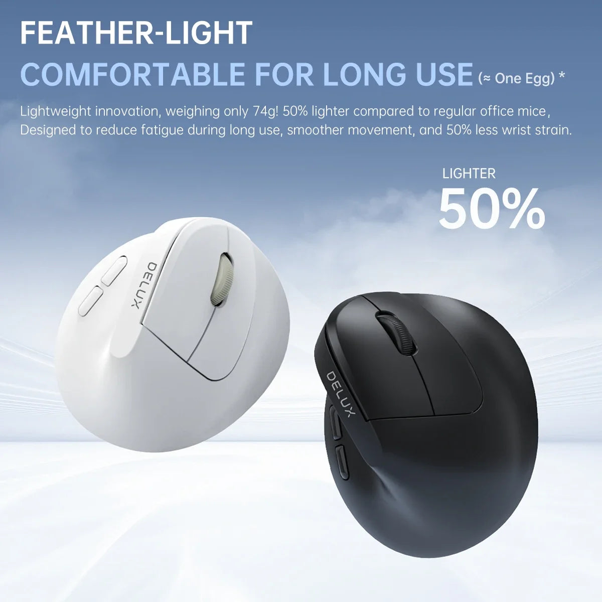 M618 Air Ergonomic Vertical Wireless Mouse – Rechargeable Silent Click, 2400 DPI
