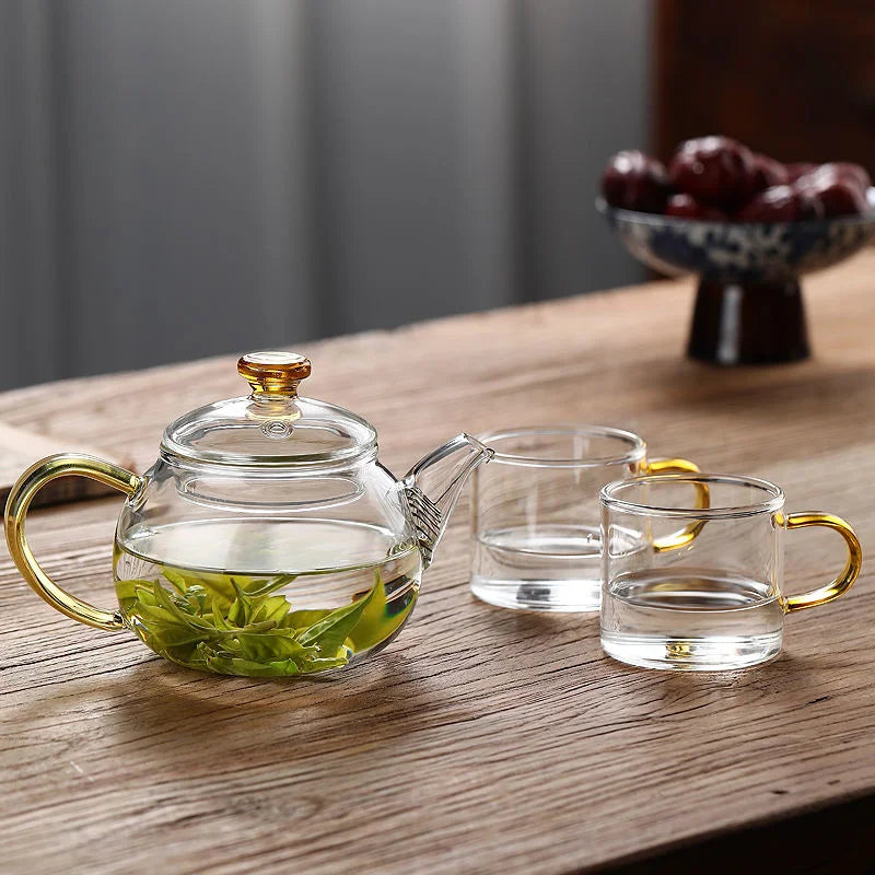 200ml Clear Heat-resistant Small Glass Teapot with Stainless Steel Filter Small Brewing Flower Green Tea Pot Kung Fu Tea Set