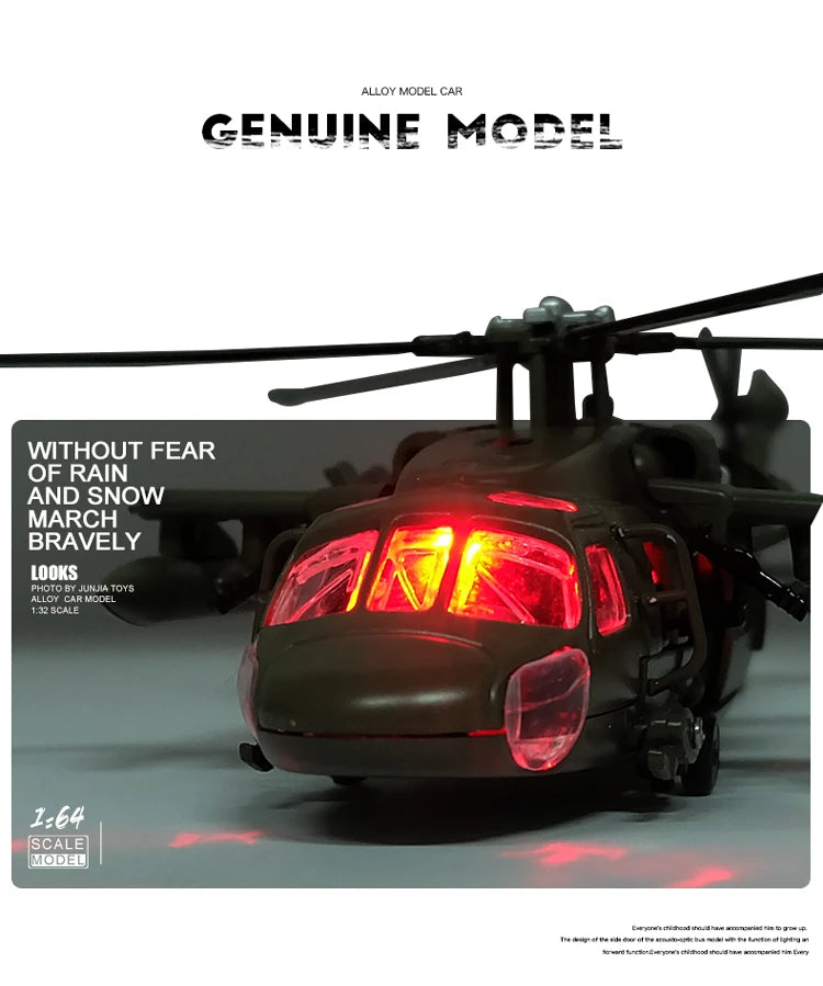UH60 Hawk Utility Helicopter Metal Model Aircraft Sound and Light Display Toy