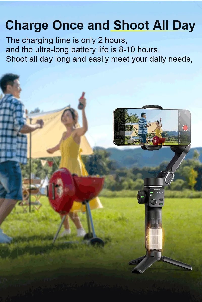 3-Axis Handheld Gimbal Phone Stabilizer with Extension Rod  8.0 Anti Shake Face Tracking for Phone Outdoor Shooting Vlog