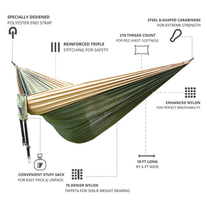 Portable Large Hammock 300x200cm Beach Hanging Bed for Camping Gear outdoor Swings Nylon Parachute Double Person Travel