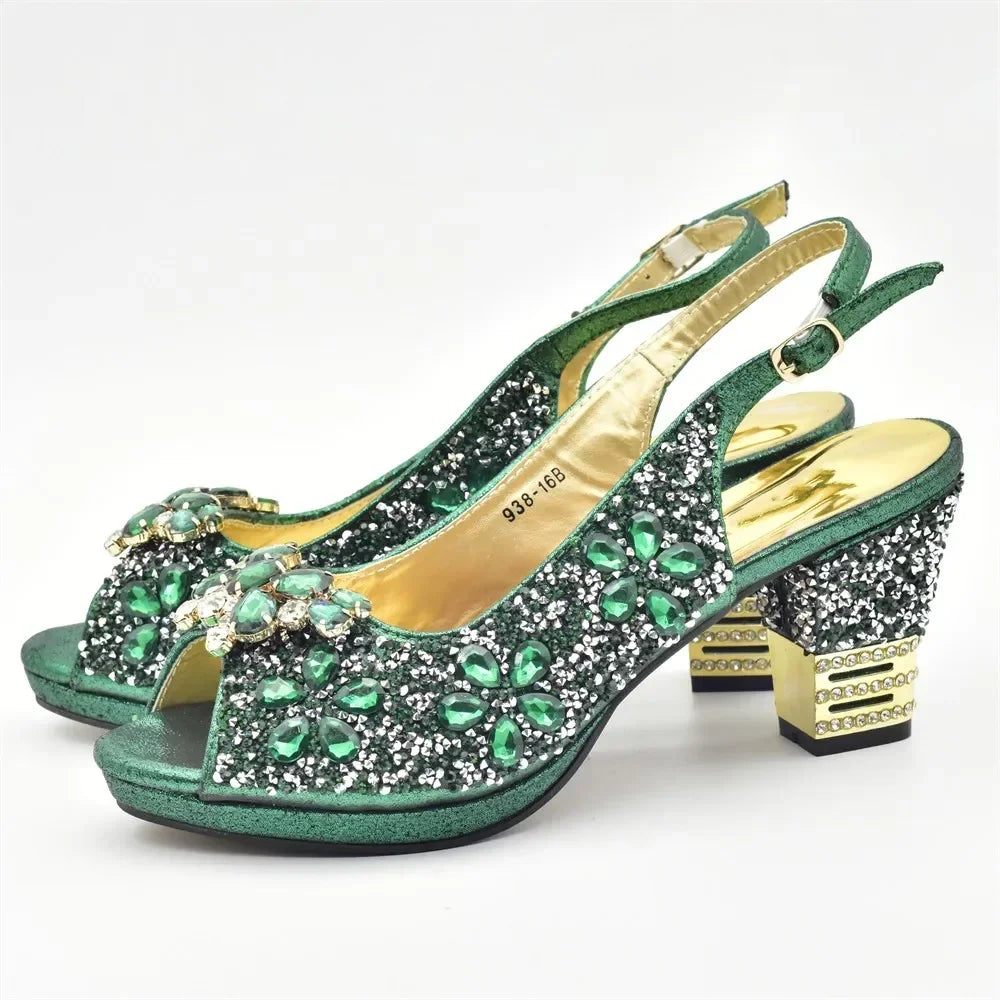 Italian Women Wedding Shoes and Bag Set Decorated with Rhinestone Women Shoe Size 43 Shoes for Women 2025