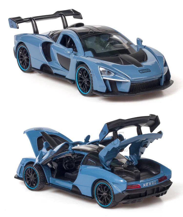 1/32 Diecasting Alloy Senna Sports Car Models Toys Simulation Vehicles with Sound Light Pull Back Supercar Toys
