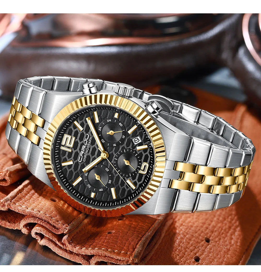 Classic Men's Automatic Date Watch Stainless Steel Quartz Elegant Round Case Luminous Versatile Fashion Night Light 2323